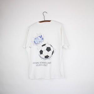Vintage White 90s Olympic Soccer Graphic T-shirt
